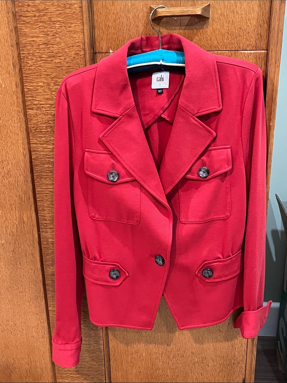 CAbi Vibrant burnt orange Button-Front Blazer